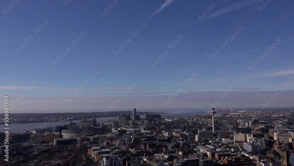Aerial view of Liverpool city England UK 4K