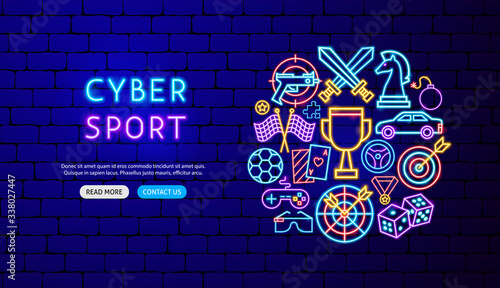 Cyber Sport Neon Banner Design
