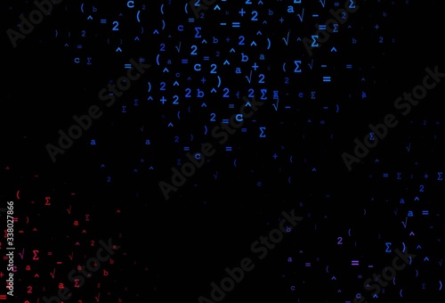 Dark Blue, Red vector pattern with arithmetic signs.