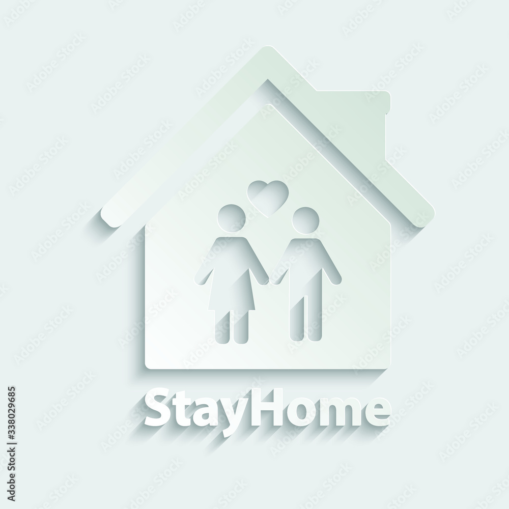 Paper stay home icon sign lockdown icon home icon with lock symbol quarantine Paper stay home icon sign lockdown icon home icon with lock symbol quarantine