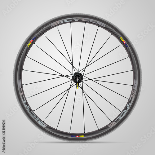 Mountain Bicycle Wheel Rims. Bicycle wheel realistic vector. Wheelset and sprocket. Bicycle wheel under the rear drive. 