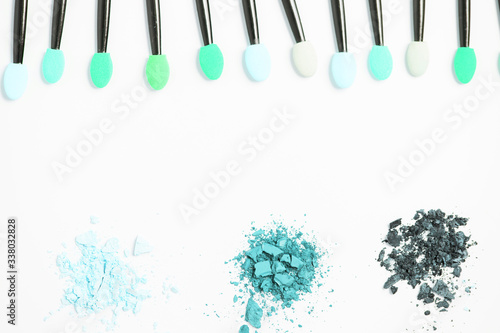 Professional makeup brush on colorful background