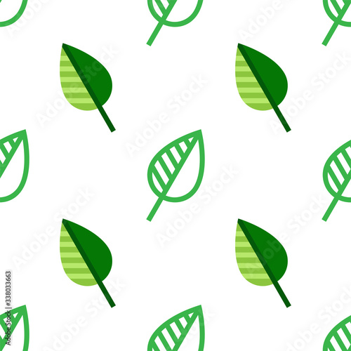 Leaf Icon Seamless Pattern, Appendage Growing From The Stem Of A Plant, Organ Of A Vascular Plant