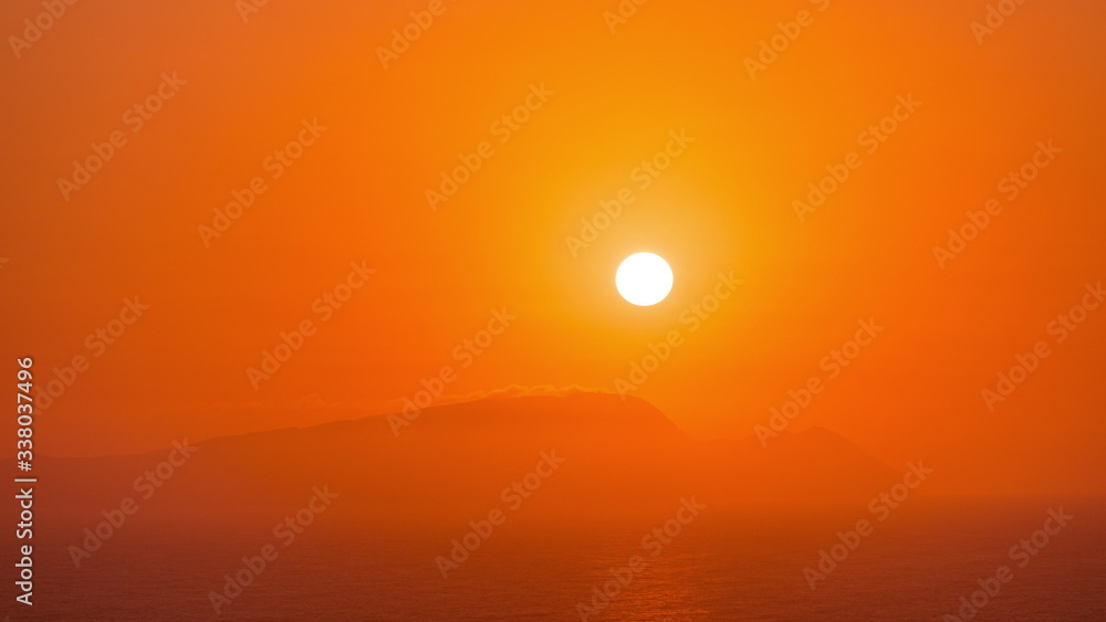 Aerial view of the Pacific ocean during sunset timelapse from Miraflores, Lima Aerial view of the Pacific ocean during sunset timelapse from Miraflores, Lima