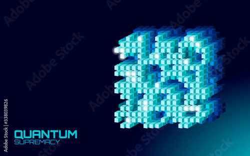 Quantum supremacy high performance computer. Modern technology fast computing web system server. Online connection fast solve problem supercomputer vector illustration