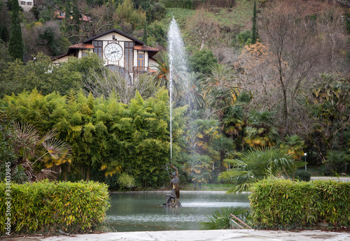 Sculptures and nature in the city of Gagra in Abkhazia
