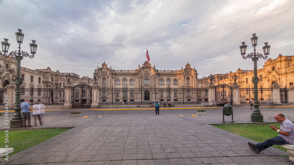 Obraz premium Palacio de Gobierno or The Government Palace also known as House of Pizarro timelapse hyperlapse.