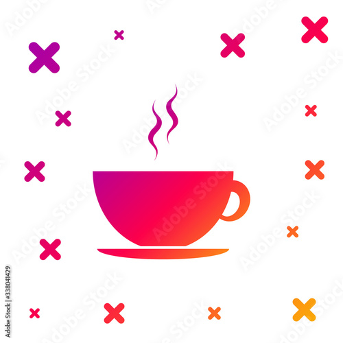 Color Coffee cup icon isolated on white background. Tea cup. Hot drink coffee. Gradient random dynamic shapes. Vector Illustration