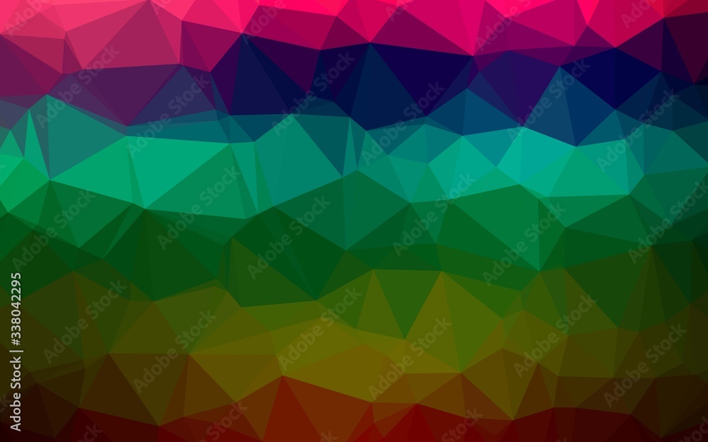Fototapeta premium Dark Multicolor, Rainbow vector low poly texture. Creative illustration in halftone style with gradient. Template for your brand book.