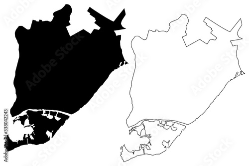 Kherson City (Ukraine) map vector illustration, scribble sketch City of Kherson map