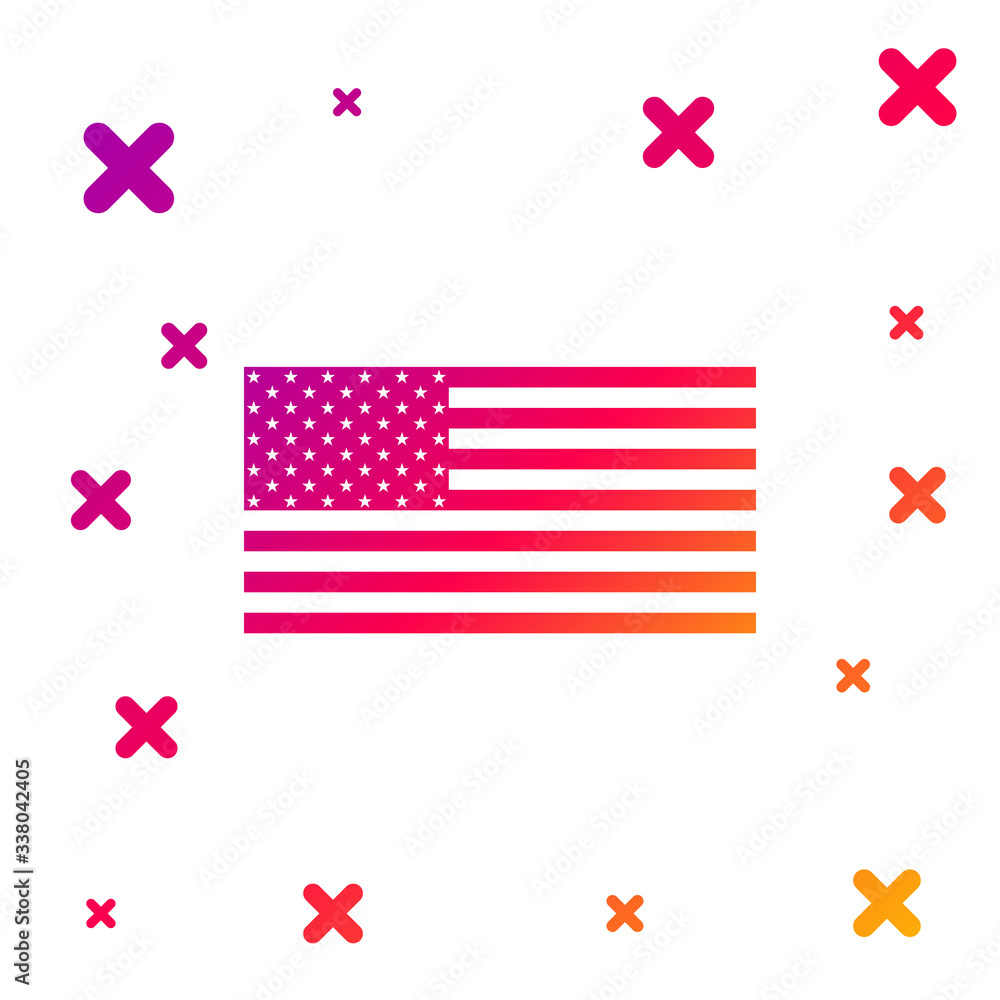 Color American flag icon isolated on white background. Flag of USA. Gradient random dynamic shapes. Vector Illustration