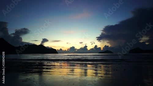 View of the sand and islands in the sea and sunshine in the morning