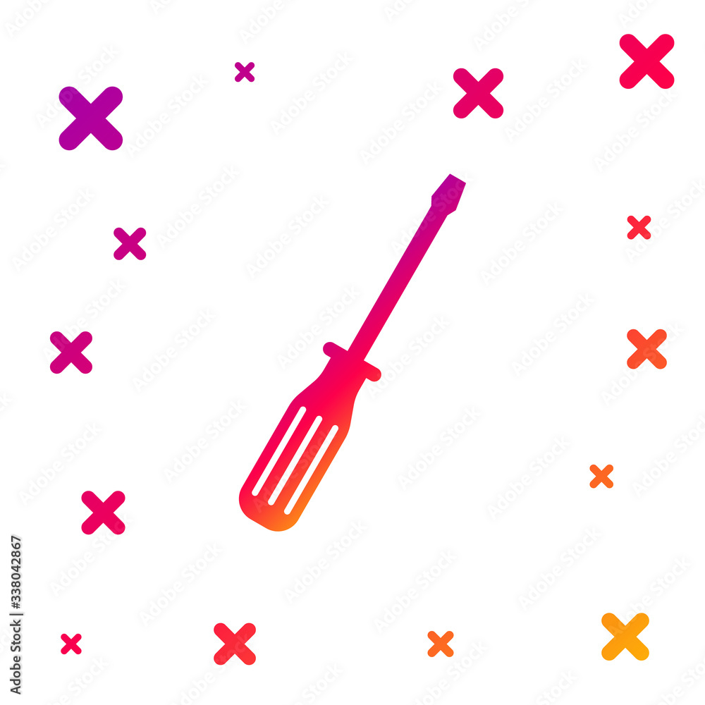 Color Screwdriver icon isolated on white background. Gradient random dynamic shapes. Vector Illustration Color Screwdriver icon isolated on white background. Gradient random dynamic shapes. Vector Illustration