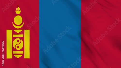 mongolia flag is waving 3D animation. mongolia flag waving in the wind. National flag of mongolia. flag seamless loop animation. 4K photo