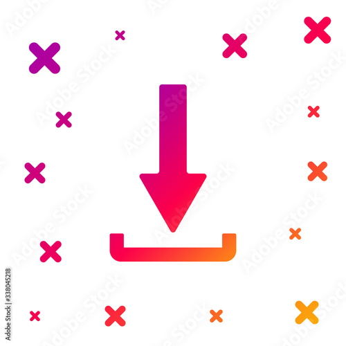 Color Download icon isolated on white background. Upload button. Load symbol. Arrow point to down. Gradient random dynamic shapes. Vector Illustration
