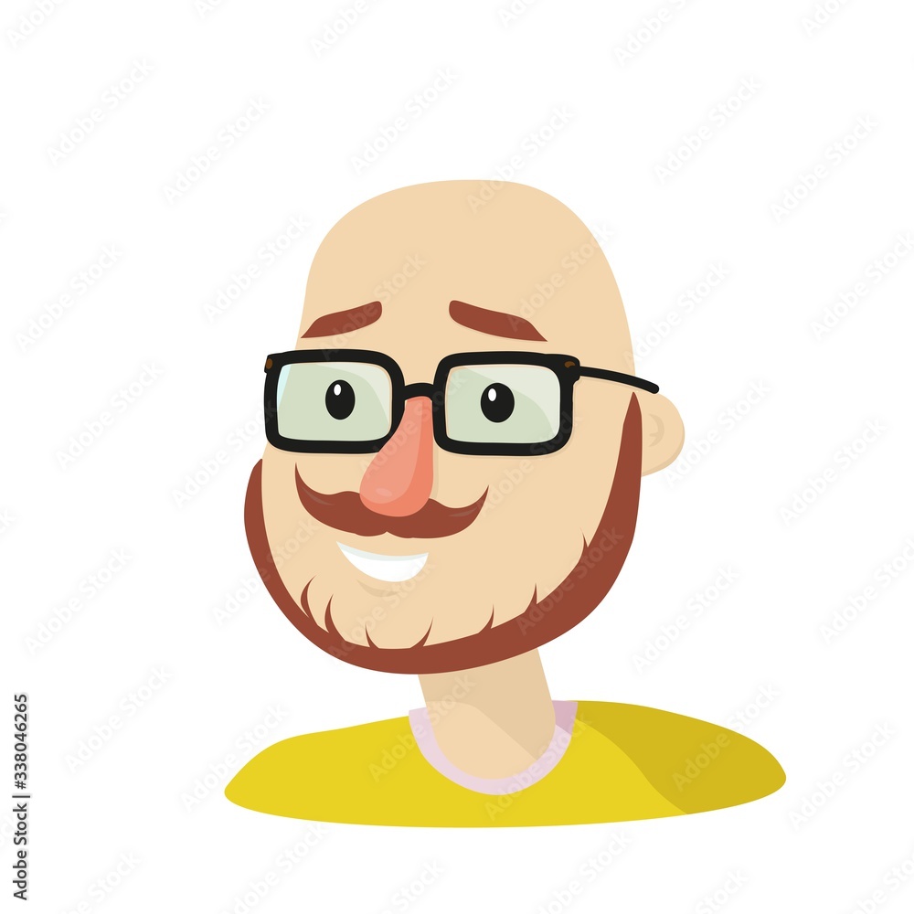 Male cartoon character. Cartoon man glasses in style. Male cartoon character. Cartoon man glasses in style.