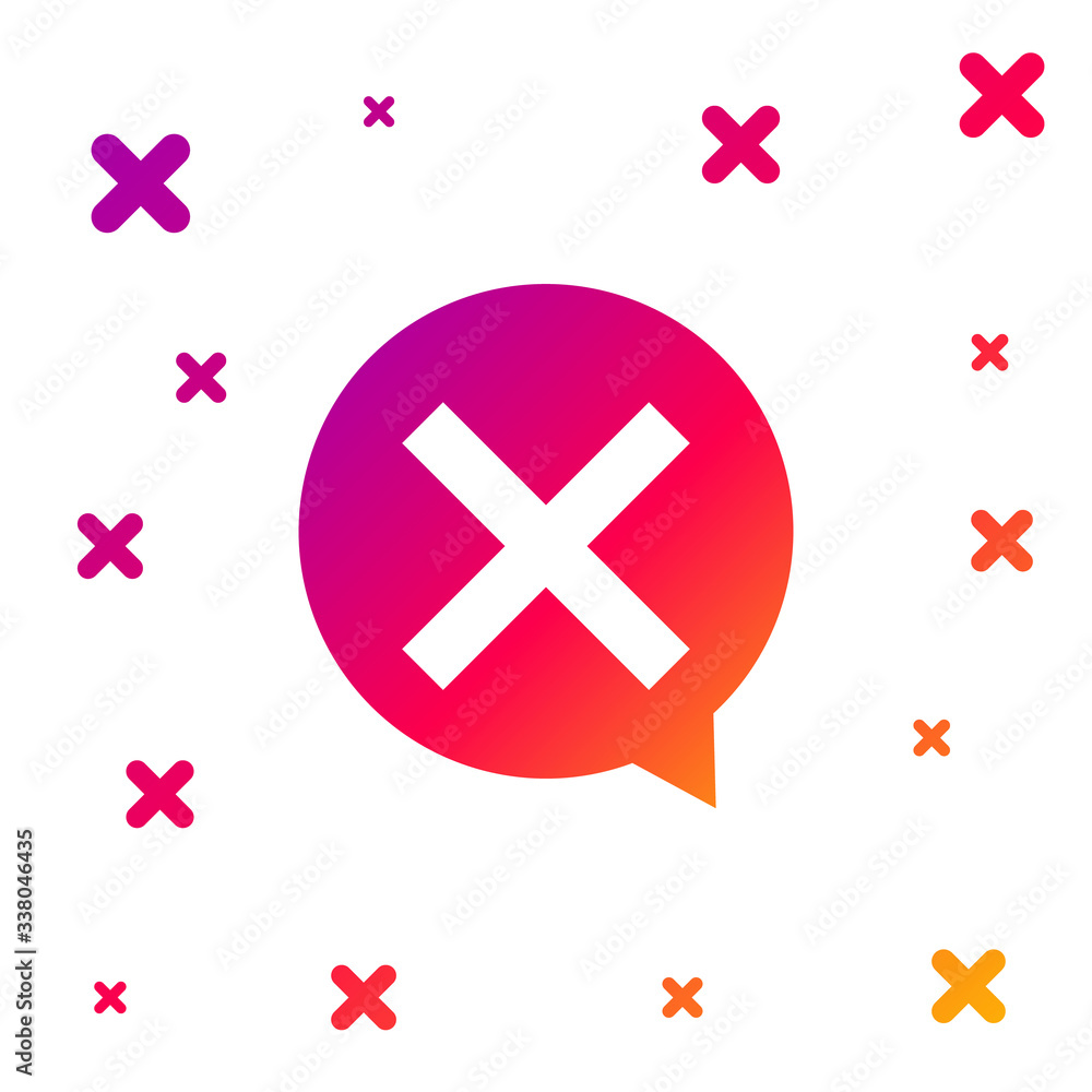 Obraz premium Color X Mark, Cross in circle icon isolated on white background. Check cross mark icon. Gradient random dynamic shapes. Vector Illustration