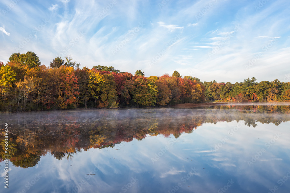 Fototapeta premium A Beautiful Morning of Autumn in Framingham Massachusetts