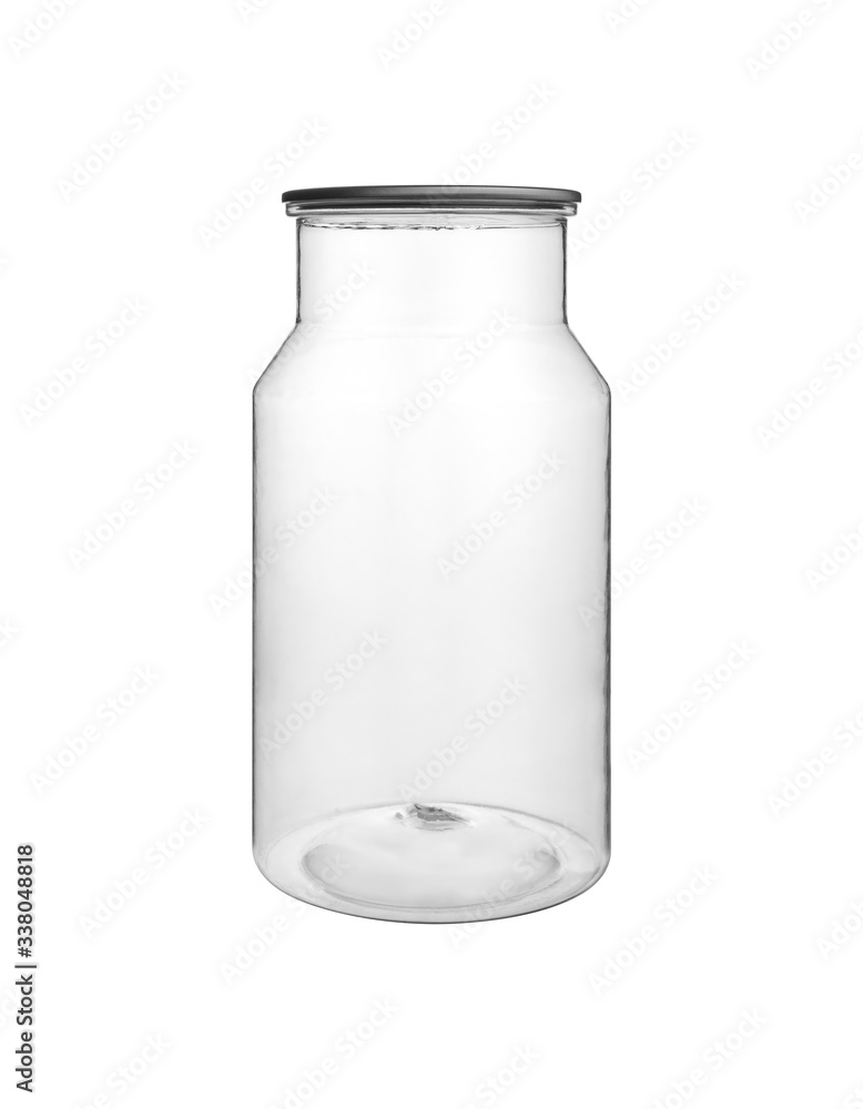 Empty transparent glass jar isolated on white Empty transparent glass jar isolated on white