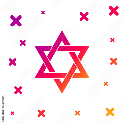 Color Star of David icon isolated on white background. Jewish religion symbol. Gradient random dynamic shapes. Vector Illustration