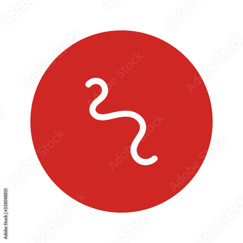 Sinuous line icon. Zig zag path symbol. Snake road sign. Dodging street line pictogram vector. Simple clear design for user interface app and web. Forward way. Negative with circle background.