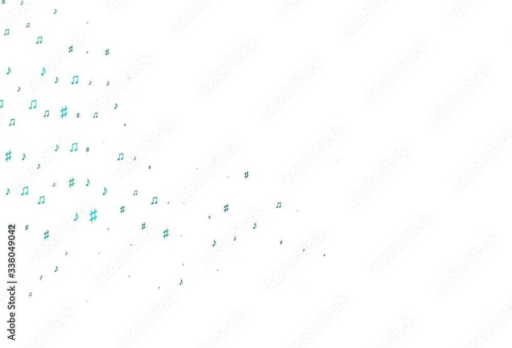 Light BLUE vector template with musical symbols.