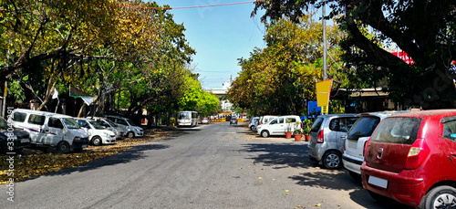 An empty road in Delhi, India during nation wide lockdown due to corona virus