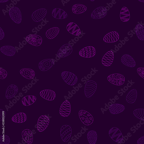 doodle vector easter eggs chaotic seamless pattern