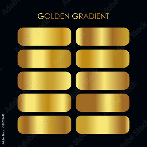 vector set of premium gold gradient texture illustration, metalic golden gradient template