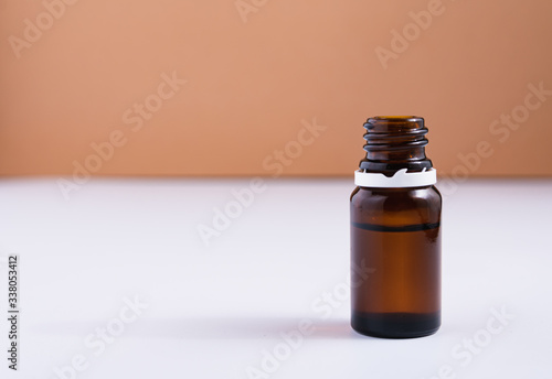natural cosmetics concept, isolated glass bottle with hyaluronic acid