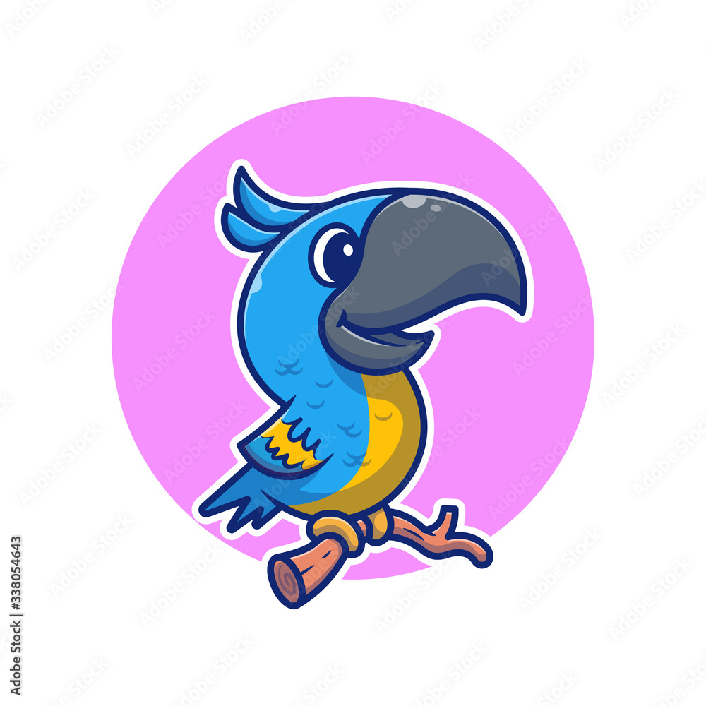 Fototapeta premium Cute Toucan Bird on Branch Vector Icon Illustration. Bird Mascot Cartoon Character. Animal Icon Concept White Isolated. Flat Cartoon Style Suitable for Web Landing Page, Banner, Flyer, Sticker, Card