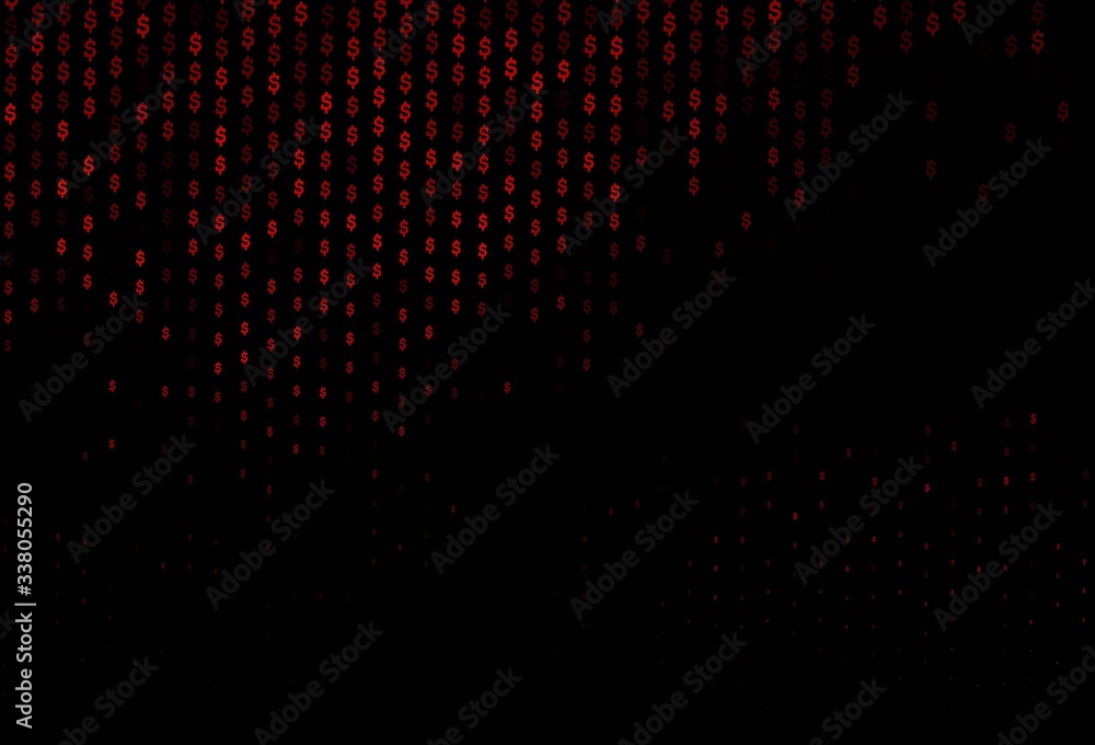 Dark Red vector background with dollar, USD, usa.