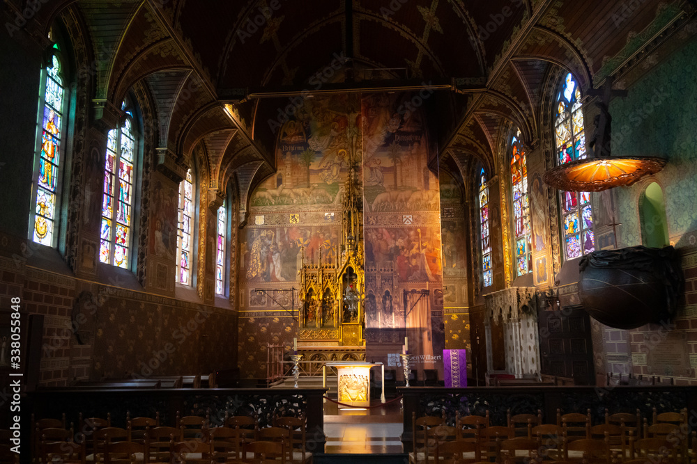 Interior of the Basilica of the Holy Blood - Basiliek van het Heilig Bloed. UNESCO World Heritage Site
