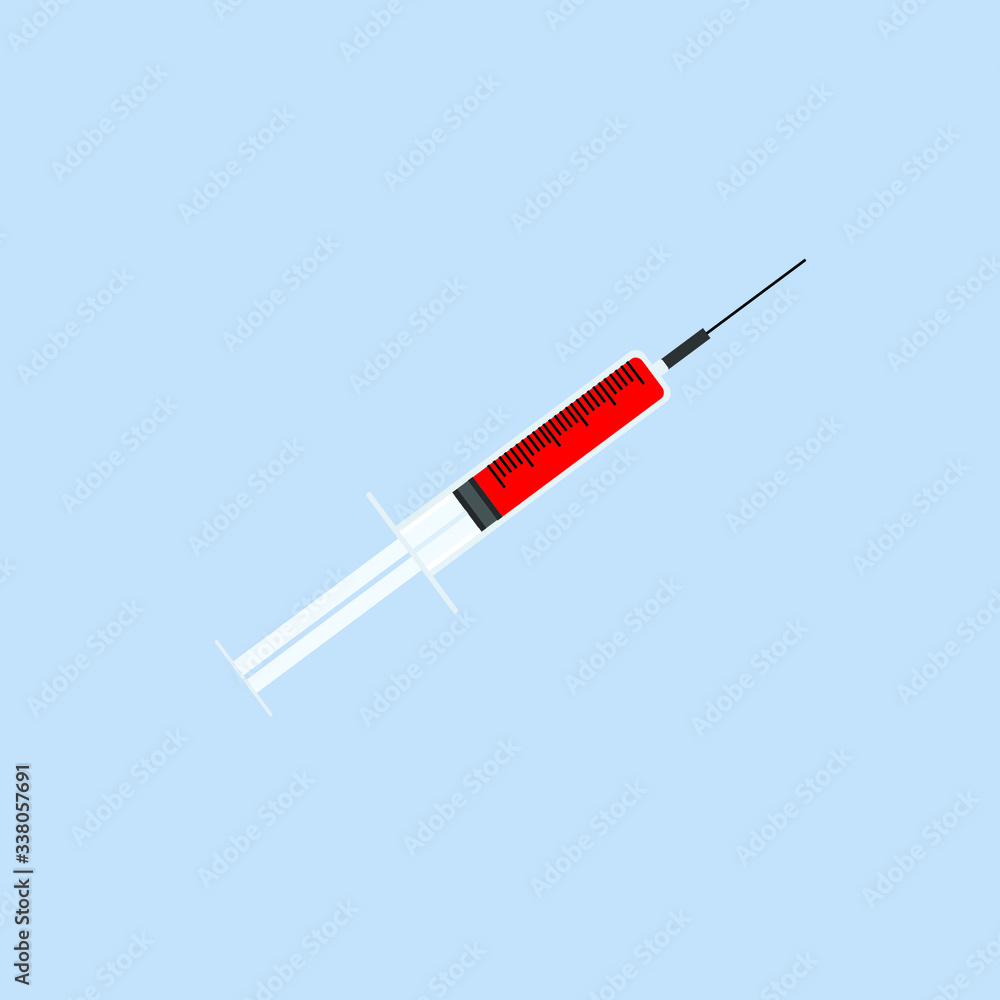 Vector needle and syringe, flat design Vector needle and syringe, flat design