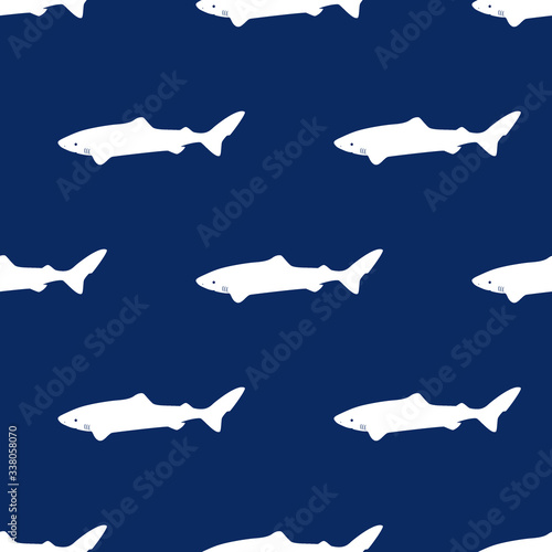 Polar Atlantic Sharks Icon. Cartoon Nautical Print