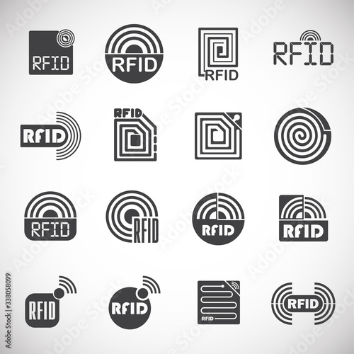 RFID related icons set on background for graphic and web design. Creative illustration concept symbol for web or mobile app