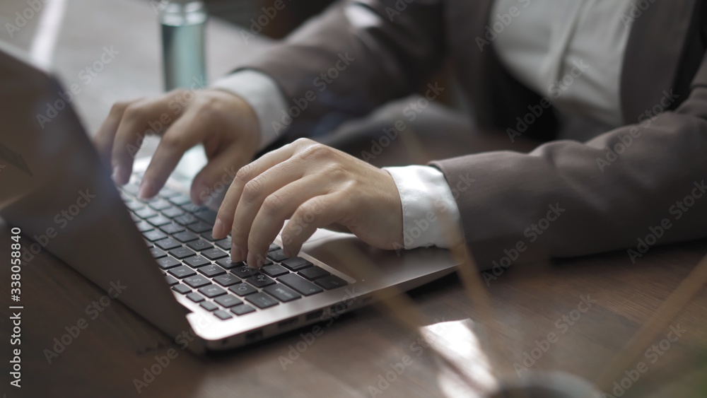 Close Up Of Female Hands Working On Laptop Close Up Of Female Hands Working On Laptop