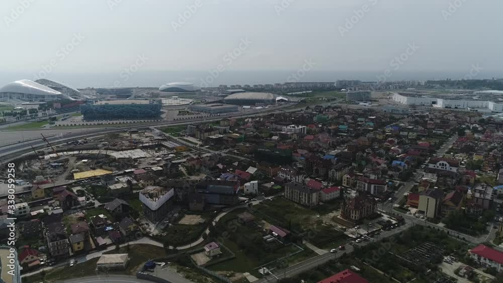 Sochi marine architecture Russia coast of the Black Sea aerial photography tourism summer stadium sports facilities, sports south of Russia, park Olympic travel park Sochi marine architecture Russia coast of the Black Sea aerial photography tourism summer stadium sports facilities, sports south of Russia, park Olympic travel park