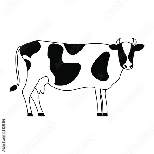 black and white cow vector