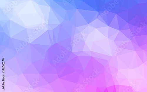 Light Pink, Blue vector shining triangular background. Colorful illustration in Origami style with gradient. Textured pattern for background.