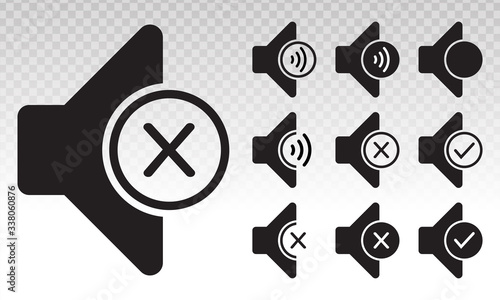 Audio speaker volume and speaker mute on a transparent background. photo