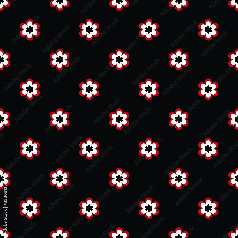 Retro Seamless Floral Pattern Vector Stock, seamless pattern with flowers on black background Retro Seamless Floral Pattern Vector Stock, seamless pattern with flowers on black background