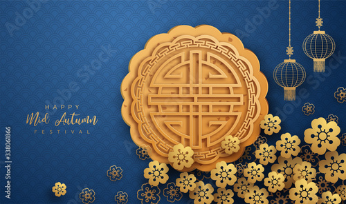 Chinese mid autumn festival background. The Chinese character 