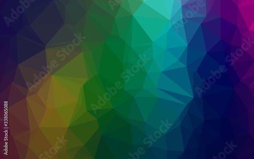 Dark Multicolor  Rainbow vector shining triangular pattern. A vague abstract illustration with gradient. Completely new template for your business design.