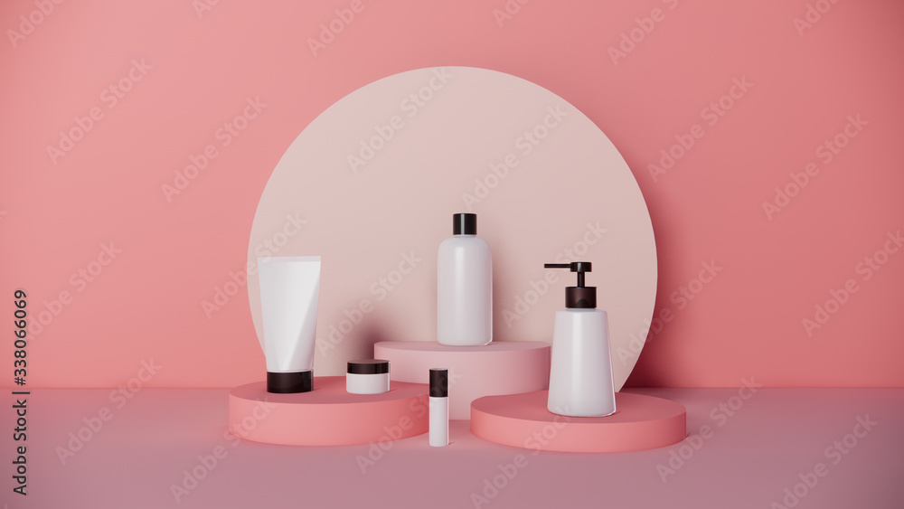 custom made wallpaper toronto digitalcosmetic bottle mockup set on pastel background,3d rendering design