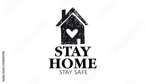 Stay home stay safe doodle illustration. Quarantine. Pandemic coronavirus. 