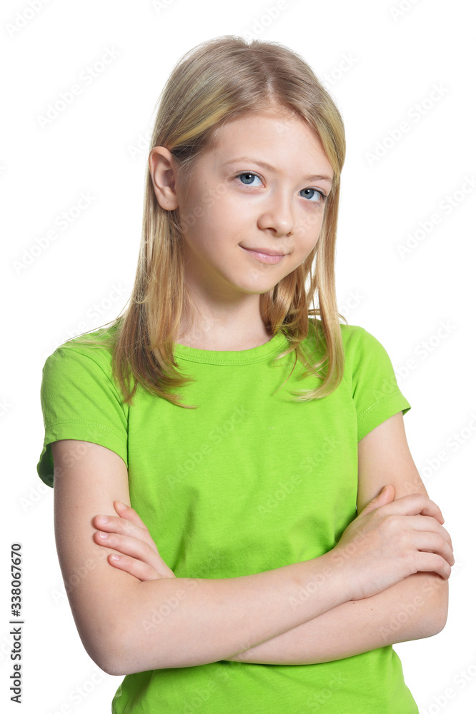 Portrait of cute little girl posing isolated on white background Portrait of cute little girl posing isolated on white background