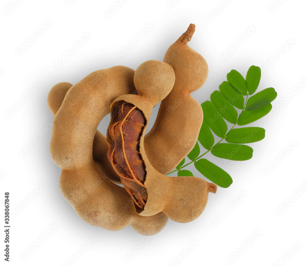 Fototapeta premium Tamarind isolated on a white background, Top view.