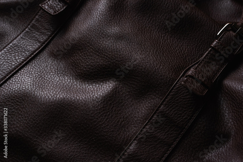 Brown leather material texture fashion.Natural leather background bag