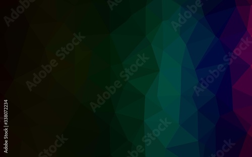 Dark Multicolor, Rainbow vector polygonal pattern. Colorful illustration in Origami style with gradient. Template for your brand book.